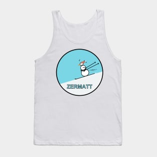 Frosty the Snowman skiing in Zermatt. Tank Top